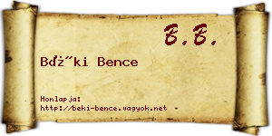 Béki Bence névjegykártya
