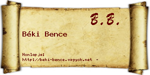 Béki Bence névjegykártya